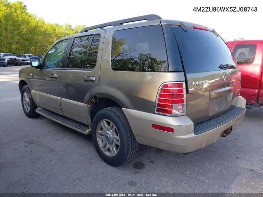2005 Mercury Mountaineer VIN: 4M2ZU86WX5ZJ08743 Lot: 44915564