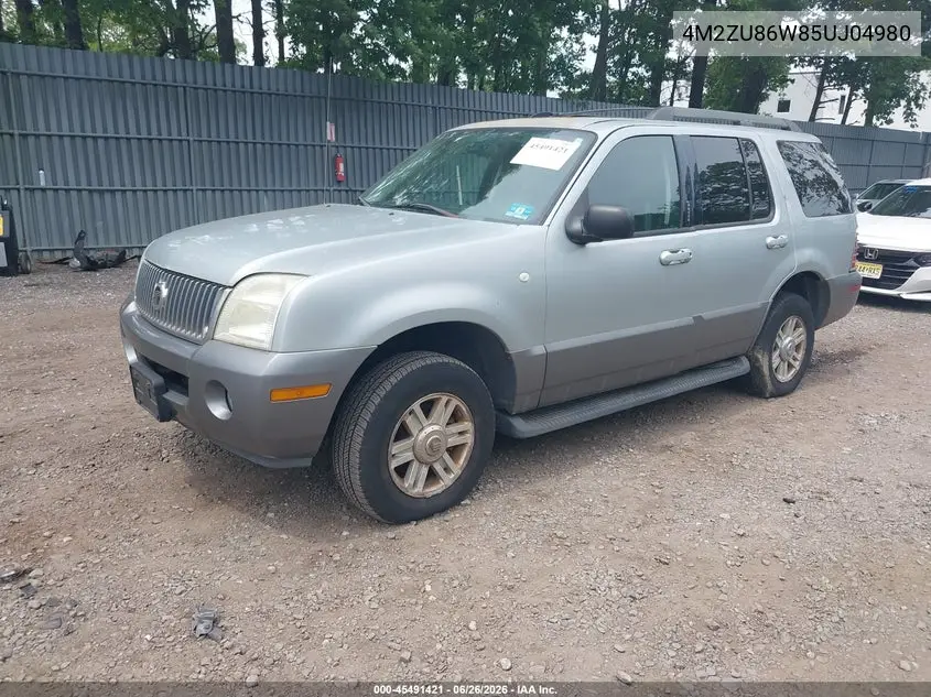2005 Mercury Mountaineer VIN: 4M2ZU86W85UJ04980 Lot: 45491421