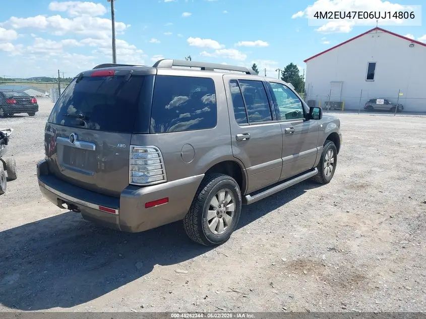 2006 Mercury Mountaineer Luxury VIN: 4M2EU47E06UJ14806 Lot: 45262344