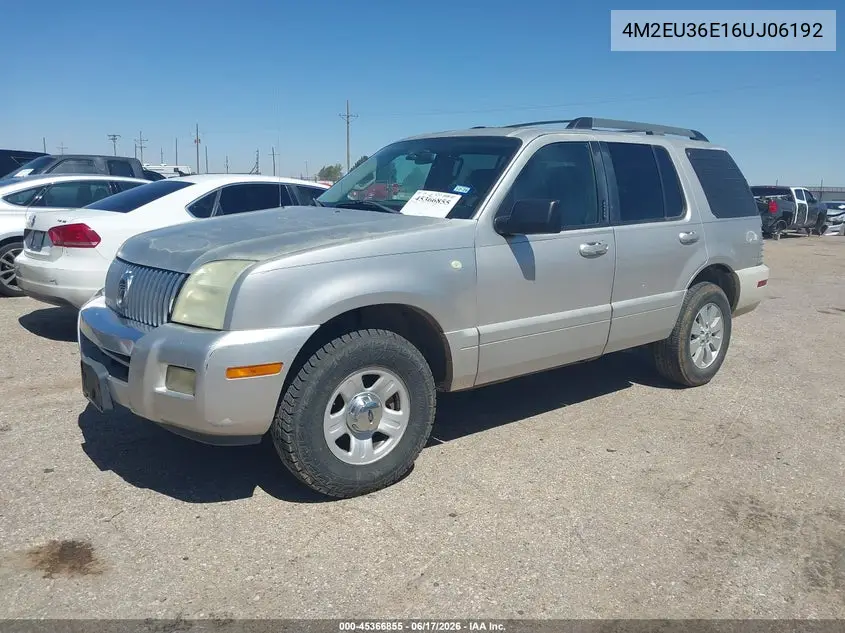 2006 Mercury Mountaineer Convenience VIN: 4M2EU36E16UJ06192 Lot: 45366855