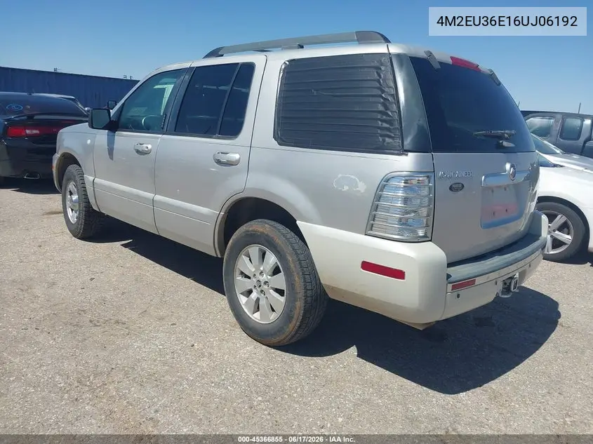 2006 Mercury Mountaineer Convenience VIN: 4M2EU36E16UJ06192 Lot: 45366855