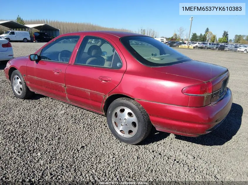 2000 Mercury Mystique Gs/Sport VIN: 1MEFM6537YK610383 Lot: 44778775