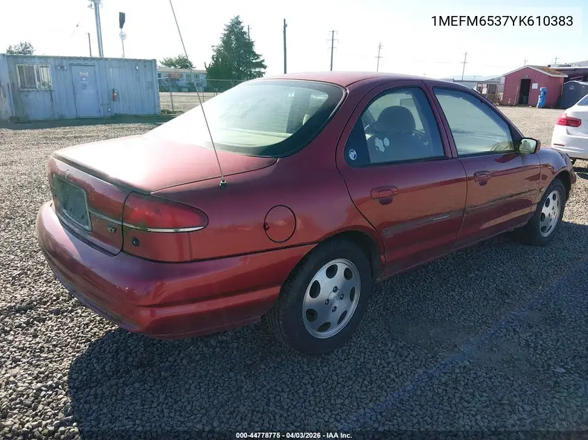 2000 Mercury Mystique Gs/Sport VIN: 1MEFM6537YK610383 Lot: 44778775