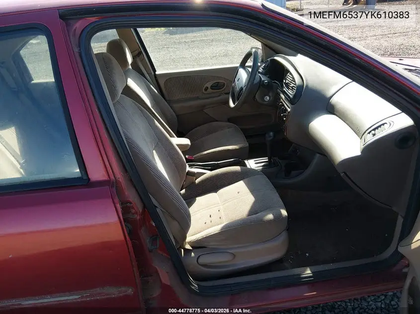 2000 Mercury Mystique Gs/Sport VIN: 1MEFM6537YK610383 Lot: 44778775