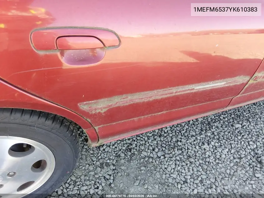 2000 Mercury Mystique Gs/Sport VIN: 1MEFM6537YK610383 Lot: 44778775