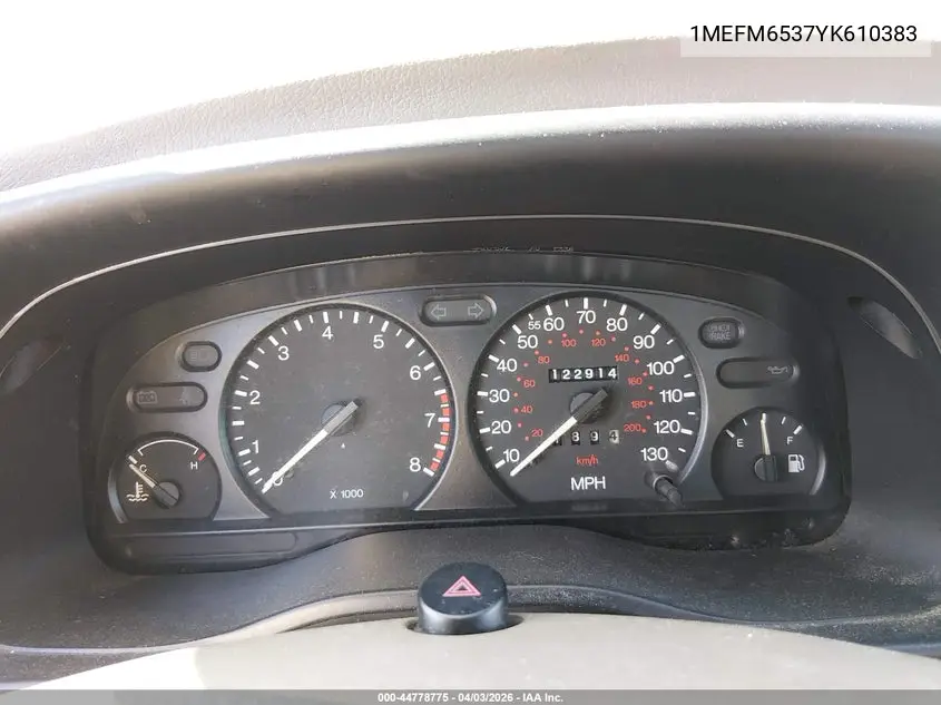 2000 Mercury Mystique Gs/Sport VIN: 1MEFM6537YK610383 Lot: 44778775