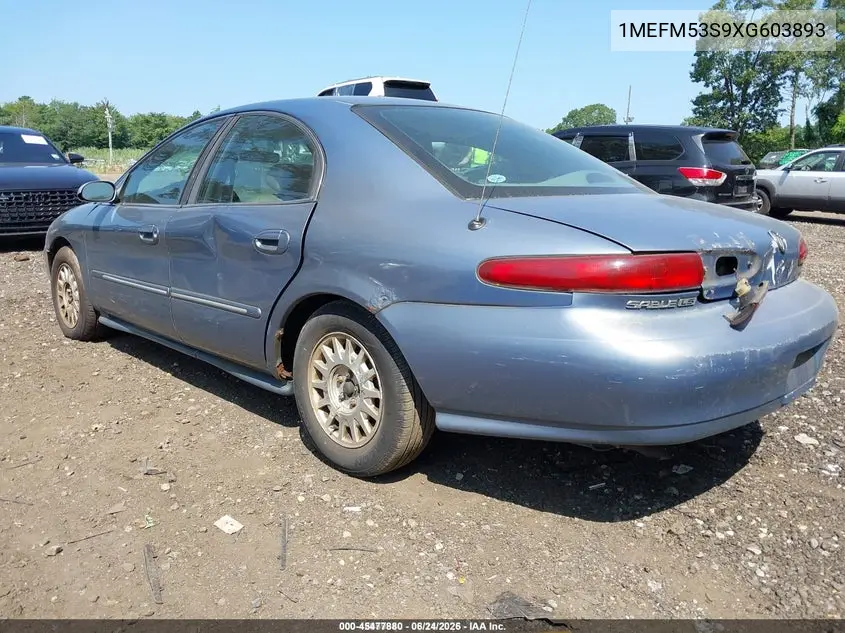1999 Mercury Sable Ls VIN: 1MEFM53S9XG603893 Lot: 45477880
