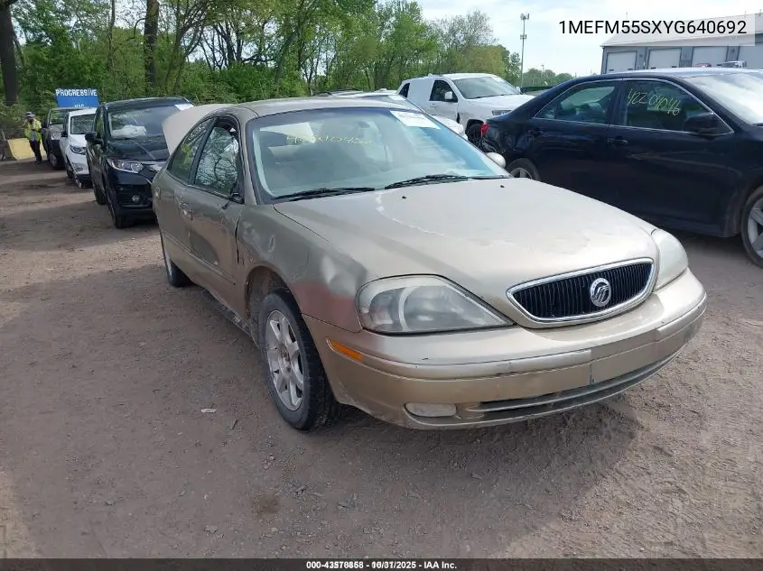 2000 Mercury Sable Ls Premium VIN: 1MEFM55SXYG640692 Lot: 43578858
