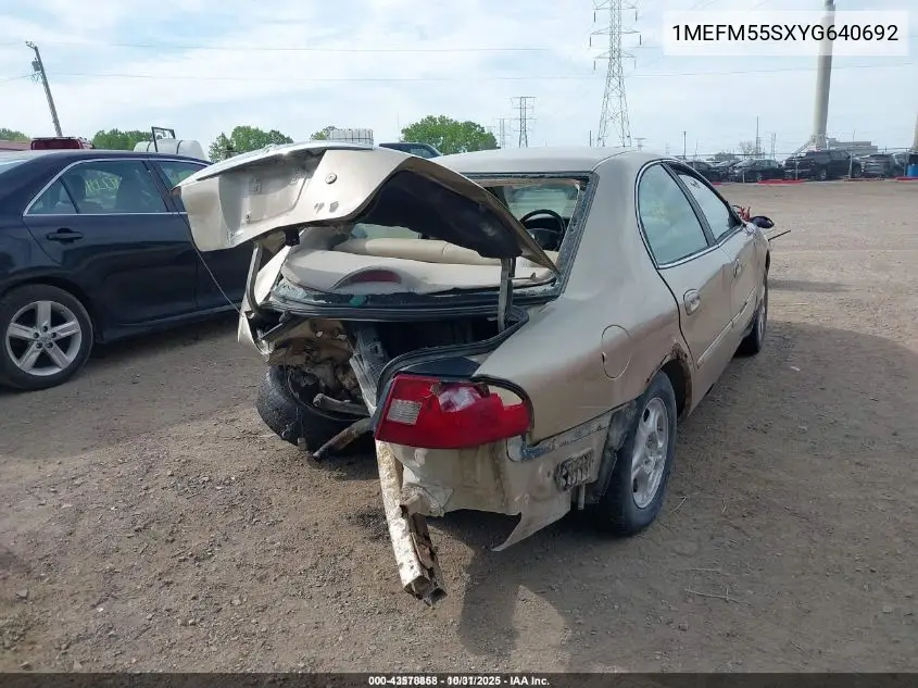 2000 Mercury Sable Ls Premium VIN: 1MEFM55SXYG640692 Lot: 43578858