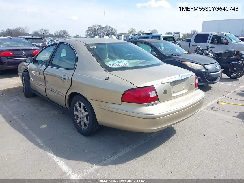 2000 Mercury Sable Ls Premium VIN: 1MEFM55S0YG640748 Lot: 44577607