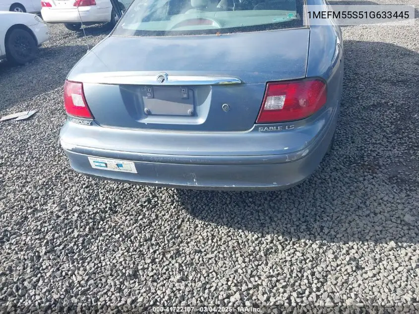 2001 Mercury Sable Ls Premium VIN: 1MEFM55S51G633445 Lot: 41722107