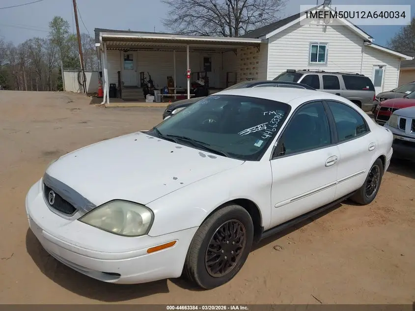 2002 Mercury Sable Gs VIN: 1MEFM50U12A640034 Lot: 44663384