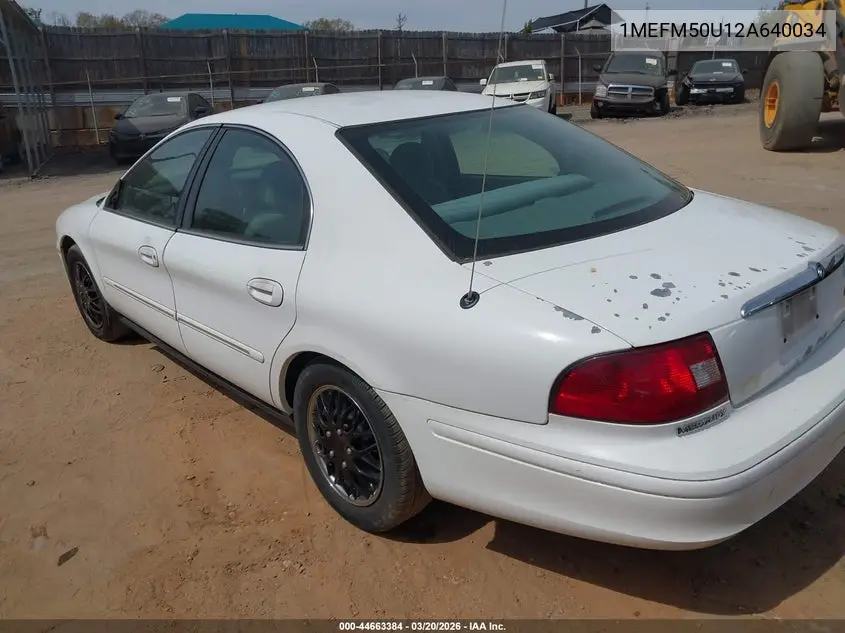 2002 Mercury Sable Gs VIN: 1MEFM50U12A640034 Lot: 44663384