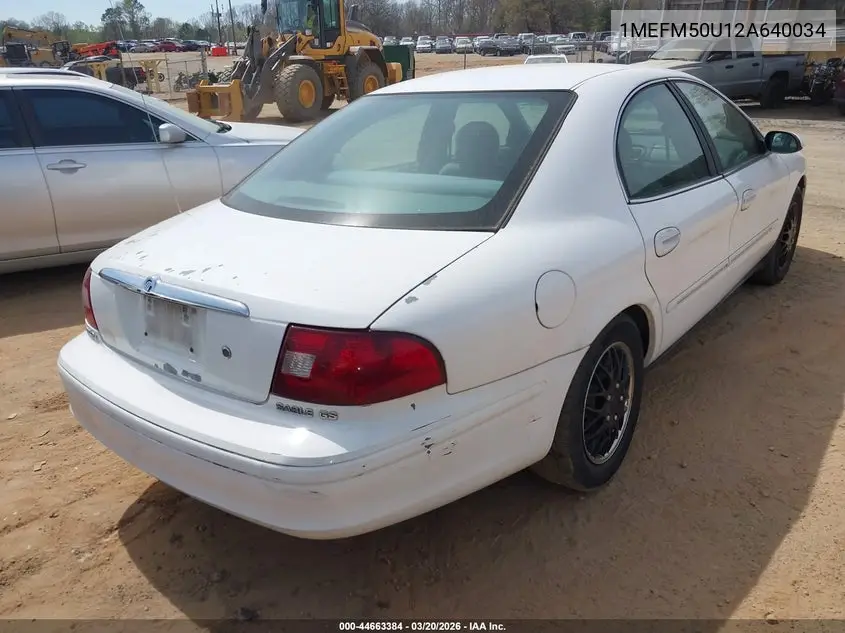 2002 Mercury Sable Gs VIN: 1MEFM50U12A640034 Lot: 44663384
