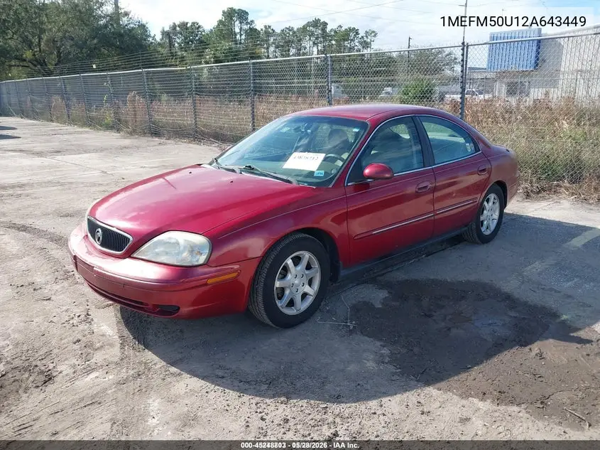 2002 Mercury Sable Gs VIN: 1MEFM50U12A643449 Lot: 45248803