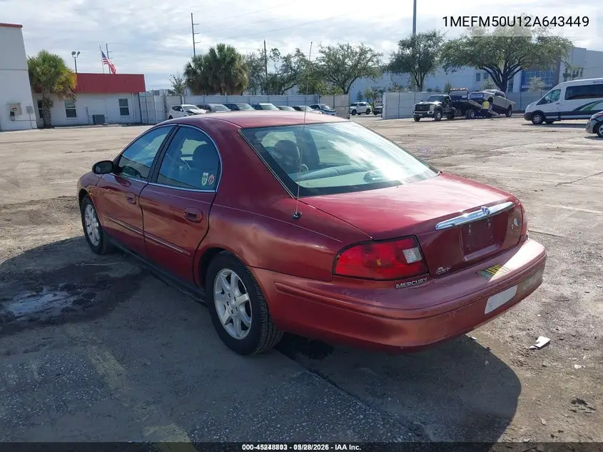2002 Mercury Sable Gs VIN: 1MEFM50U12A643449 Lot: 45248803