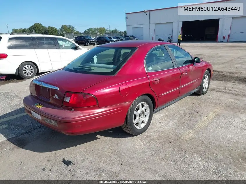 2002 Mercury Sable Gs VIN: 1MEFM50U12A643449 Lot: 45248803