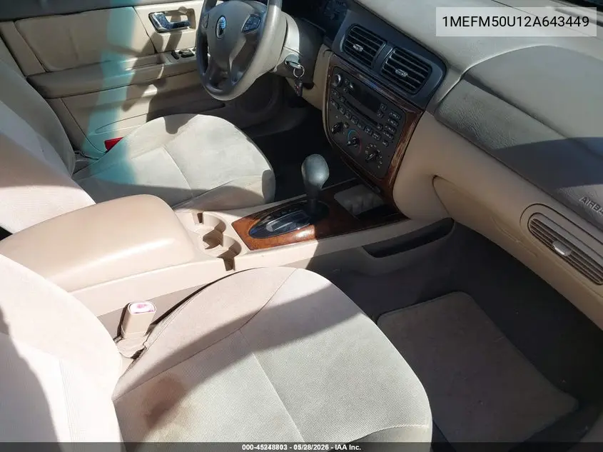 2002 Mercury Sable Gs VIN: 1MEFM50U12A643449 Lot: 45248803