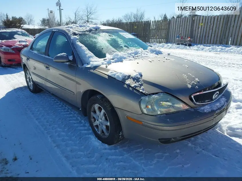 2002 Mercury Sable Gs VIN: 1MEFM50U12G643609 Lot: 45503911
