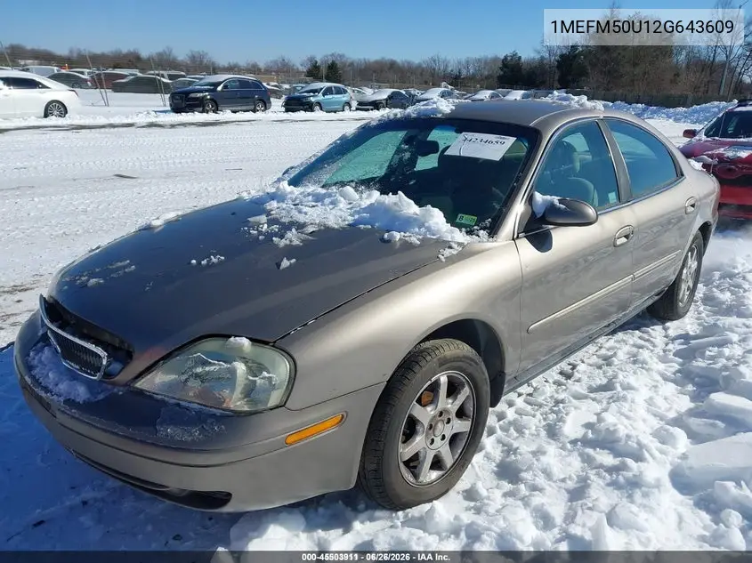 2002 Mercury Sable Gs VIN: 1MEFM50U12G643609 Lot: 45503911