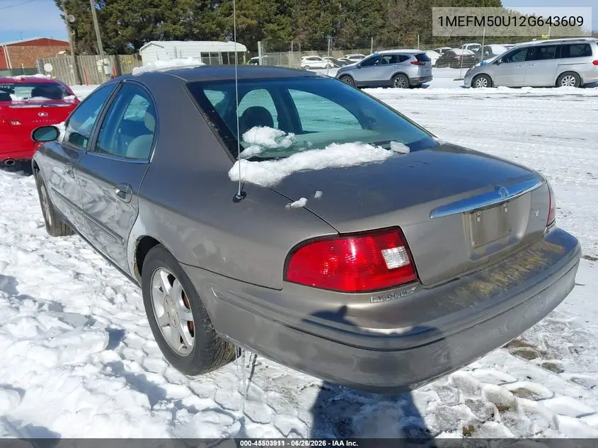 2002 Mercury Sable Gs VIN: 1MEFM50U12G643609 Lot: 45503911