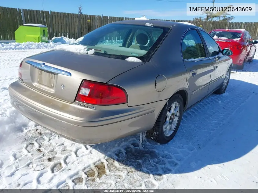 2002 Mercury Sable Gs VIN: 1MEFM50U12G643609 Lot: 45503911