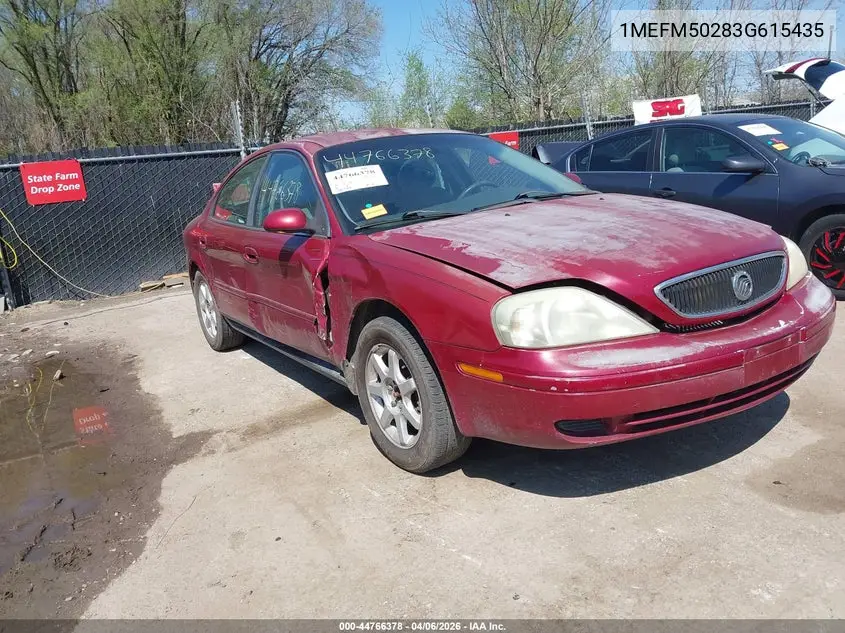 2003 Mercury Sable Gs VIN: 1MEFM50283G615435 Lot: 44766378