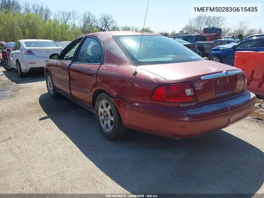 2003 Mercury Sable Gs VIN: 1MEFM50283G615435 Lot: 44766378