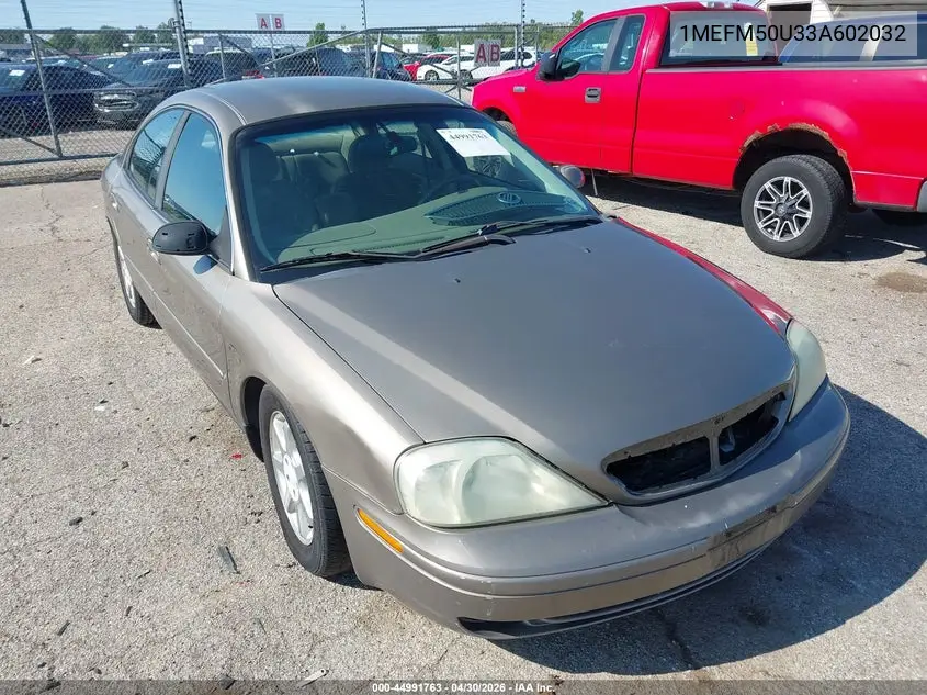 2003 Mercury Sable Gs VIN: 1MEFM50U33A602032 Lot: 44991763