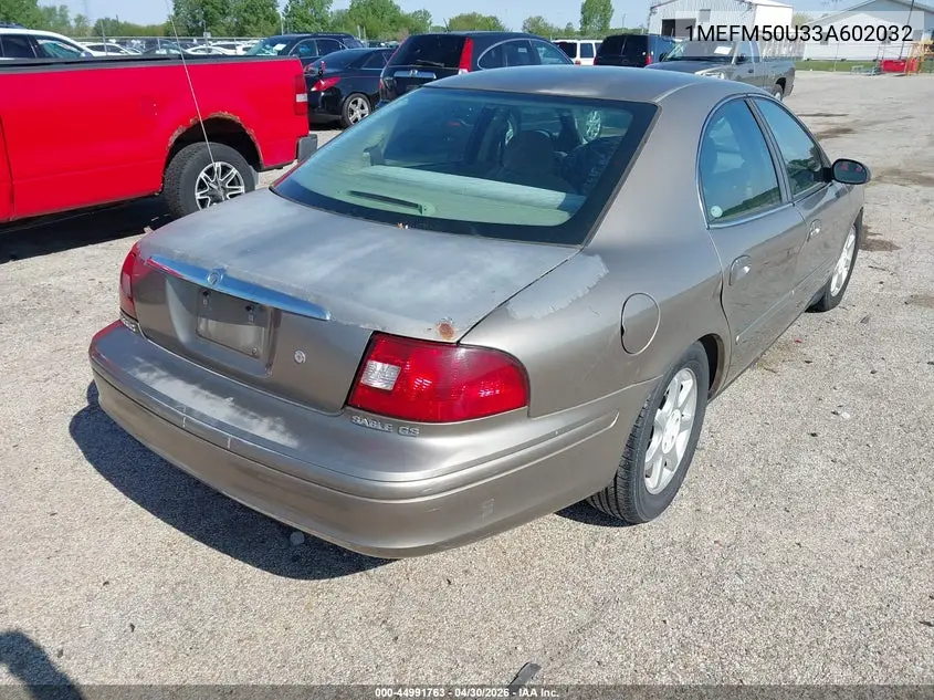 2003 Mercury Sable Gs VIN: 1MEFM50U33A602032 Lot: 44991763