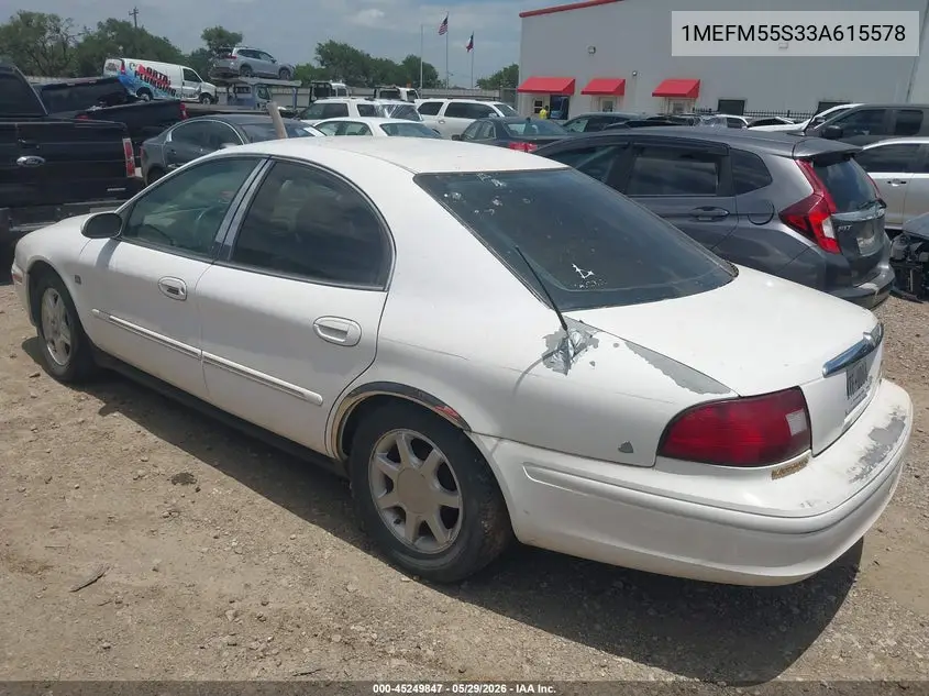 2003 Mercury Sable Ls Premium VIN: 1MEFM55S33A615578 Lot: 45249847