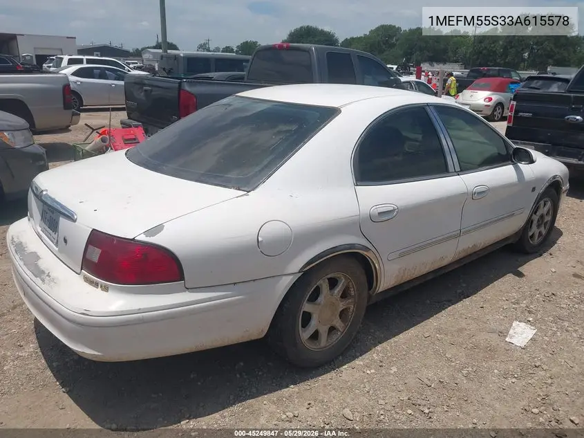 2003 Mercury Sable Ls Premium VIN: 1MEFM55S33A615578 Lot: 45249847
