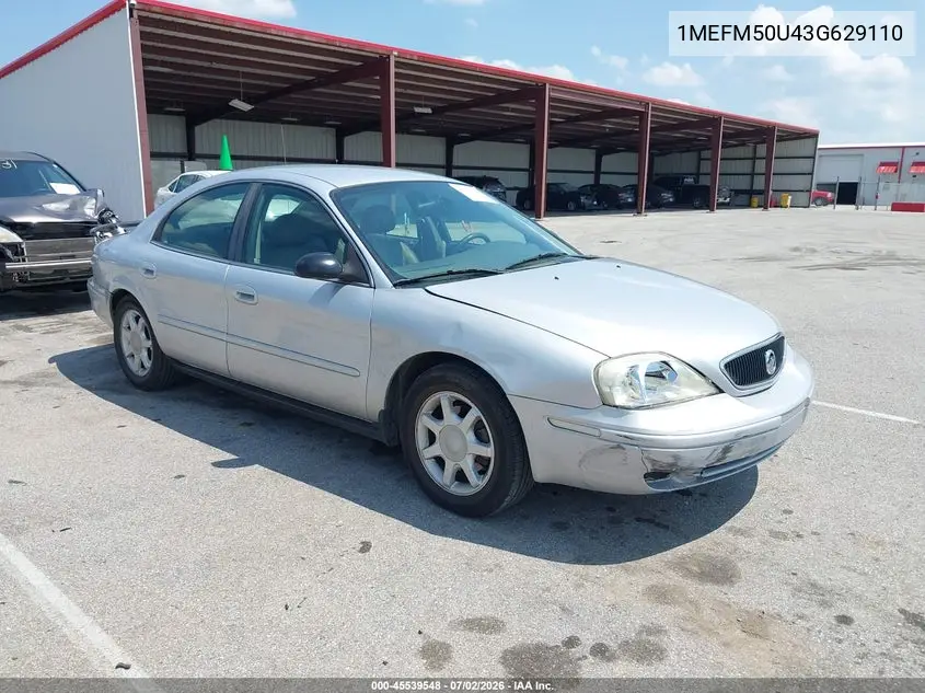 2003 Mercury Sable Gs VIN: 1MEFM50U43G629110 Lot: 45539548