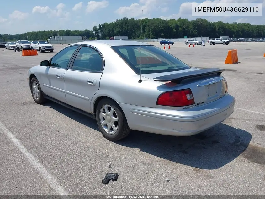 2003 Mercury Sable Gs VIN: 1MEFM50U43G629110 Lot: 45539548