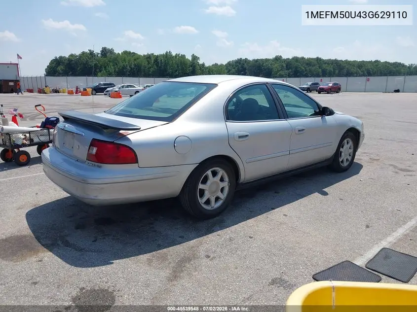 2003 Mercury Sable Gs VIN: 1MEFM50U43G629110 Lot: 45539548