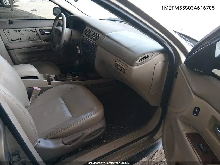 2003 Mercury Sable Ls Premium VIN: 1MEFM55S03A616705 Lot: 45605917