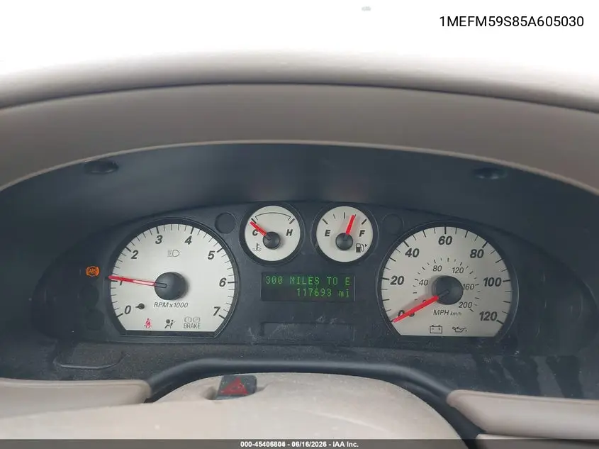 2005 Mercury Sable Ls VIN: 1MEFM59S85A605030 Lot: 45406804