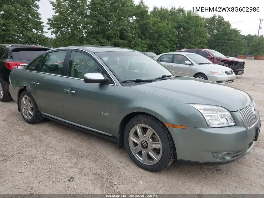 2008 Mercury Sable Premier VIN: 1MEHM42WX8G602986 Lot: 45351334
