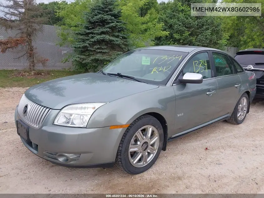 2008 Mercury Sable Premier VIN: 1MEHM42WX8G602986 Lot: 45351334