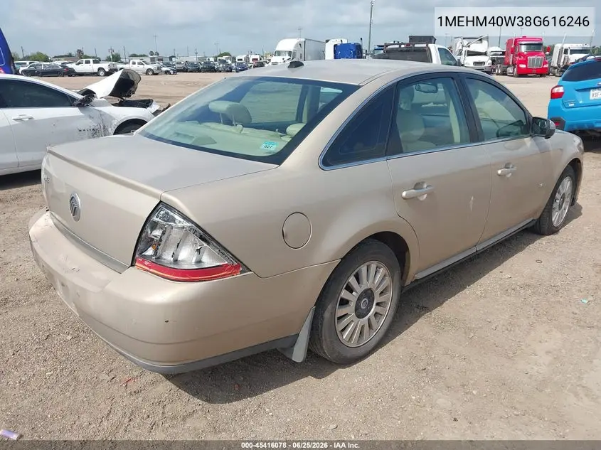2008 Mercury Sable VIN: 1MEHM40W38G616246 Lot: 45416078