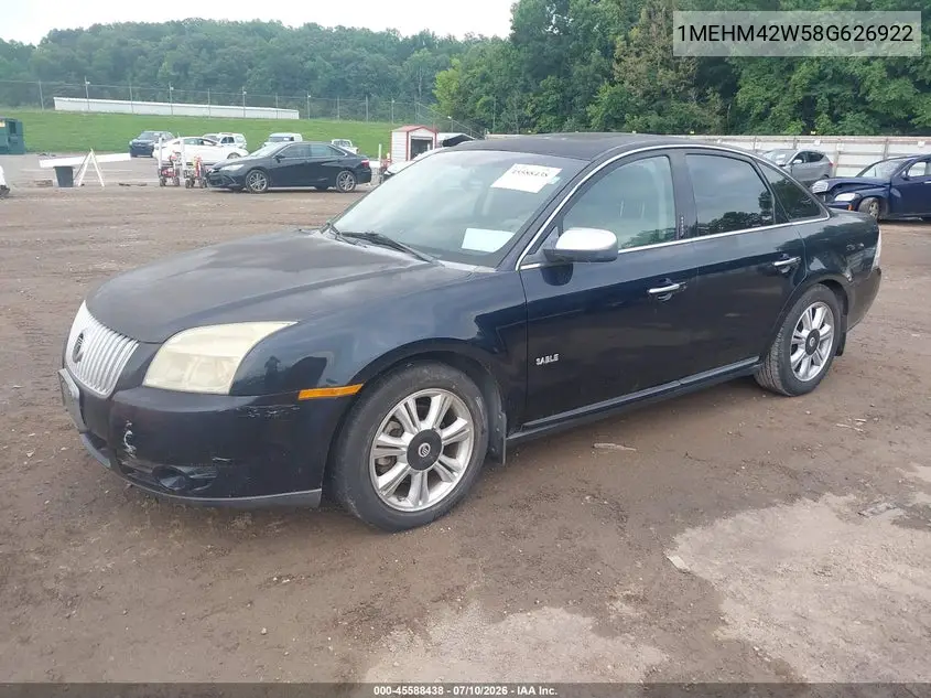 2008 Mercury Sable Premier VIN: 1MEHM42W58G626922 Lot: 45588438