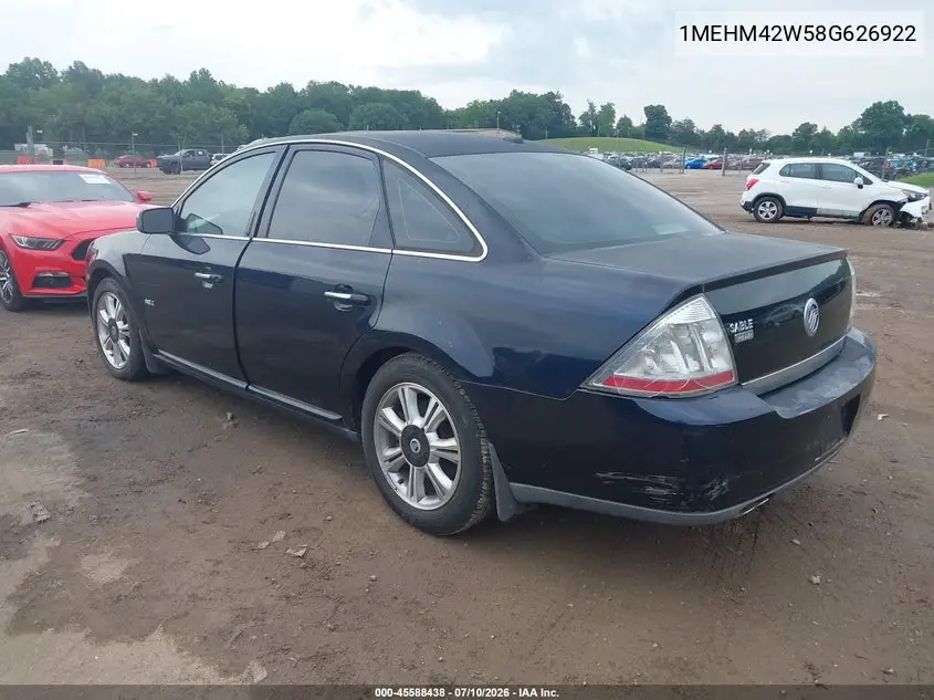 2008 Mercury Sable Premier VIN: 1MEHM42W58G626922 Lot: 45588438