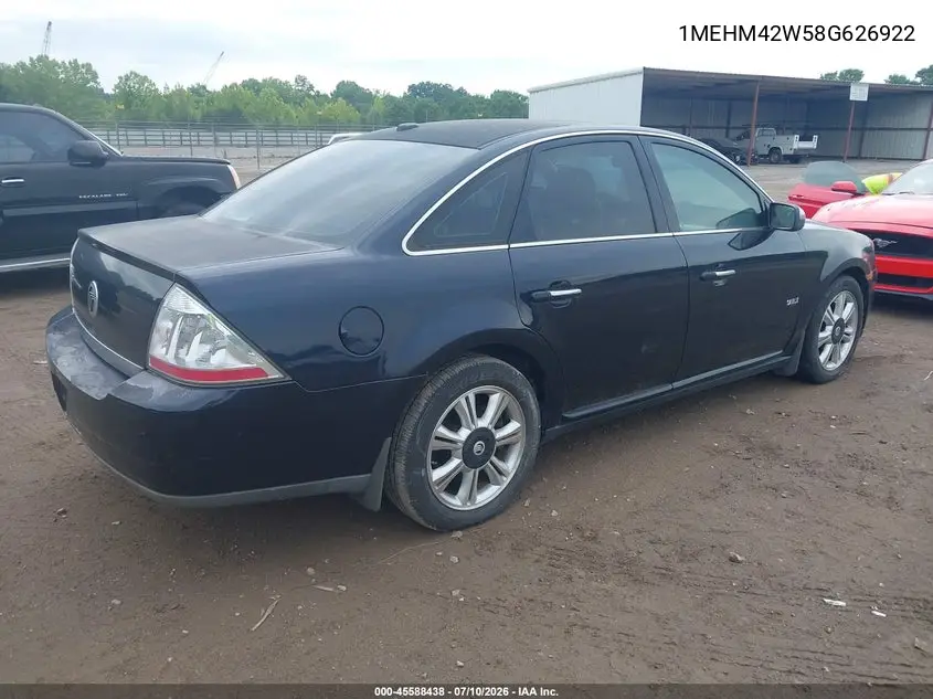 2008 Mercury Sable Premier VIN: 1MEHM42W58G626922 Lot: 45588438