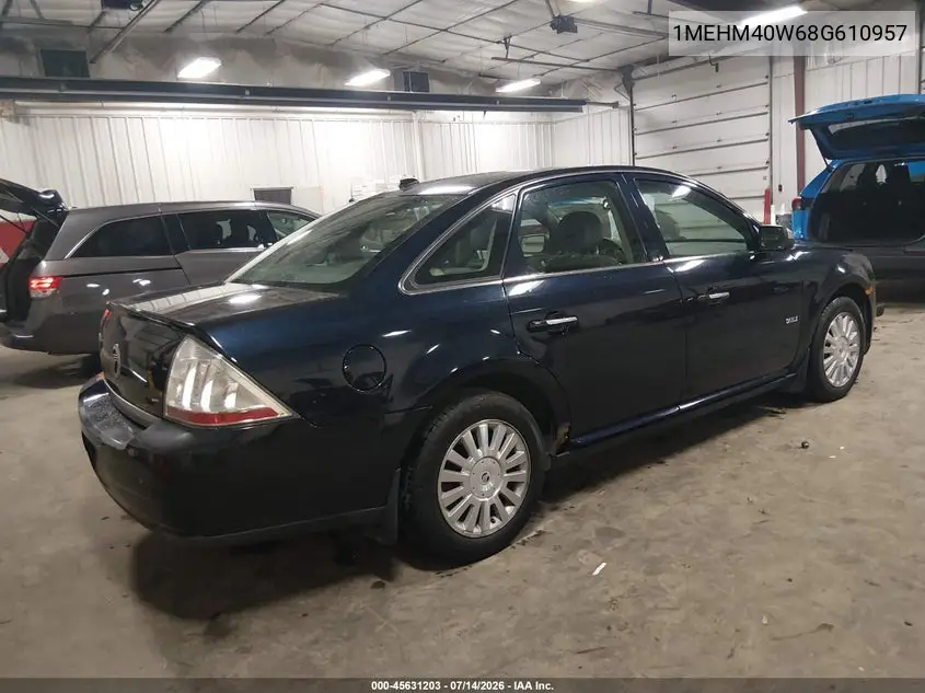 2008 Mercury Sable VIN: 1MEHM40W68G610957 Lot: 45631203