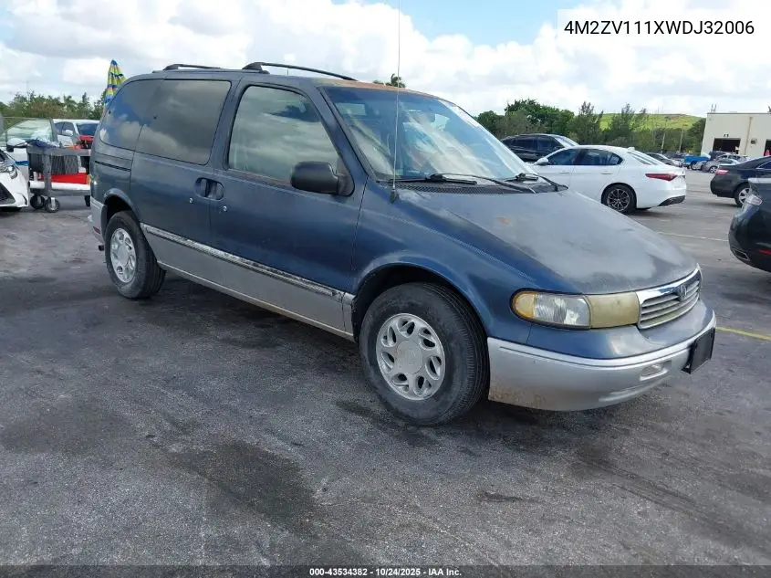 1998 Mercury Villager Gs/Ls/Nautica VIN: 4M2ZV111XWDJ32006 Lot: 43534382
