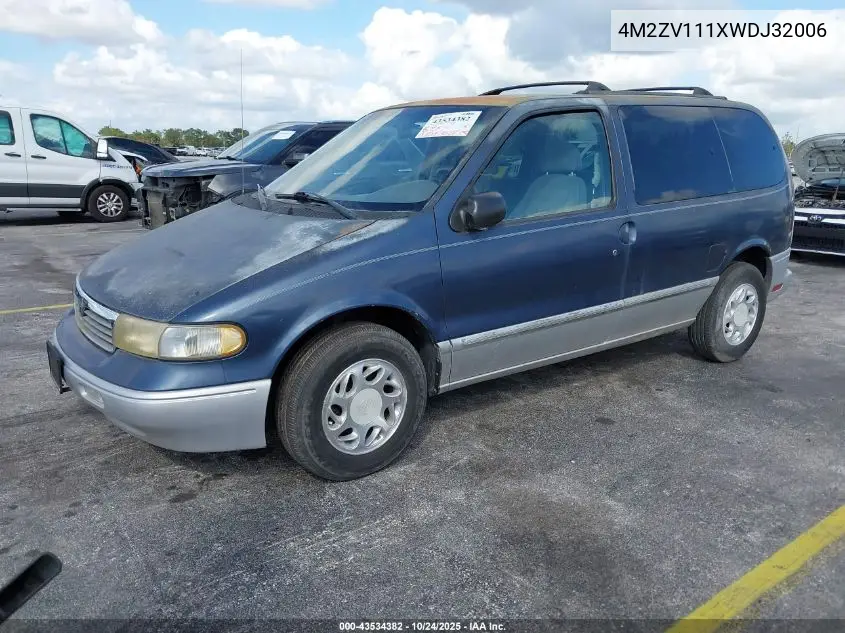 1998 Mercury Villager Gs/Ls/Nautica VIN: 4M2ZV111XWDJ32006 Lot: 43534382