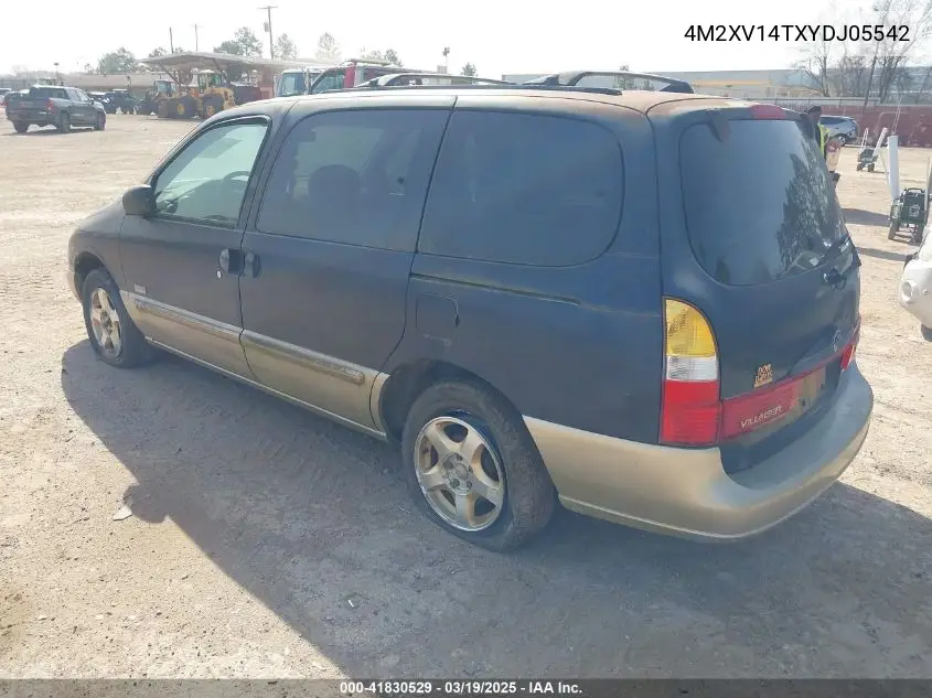 2000 Mercury Villager Estate VIN: 4M2XV14TXYDJ05542 Lot: 41830529
