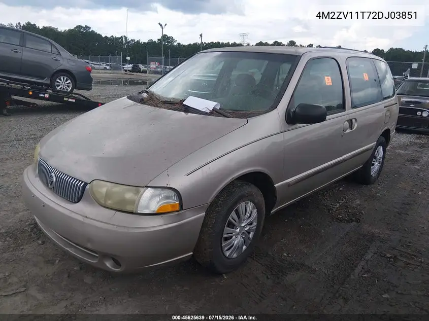 2002 Mercury Villager Value VIN: 4M2ZV11T72DJ03851 Lot: 45625639