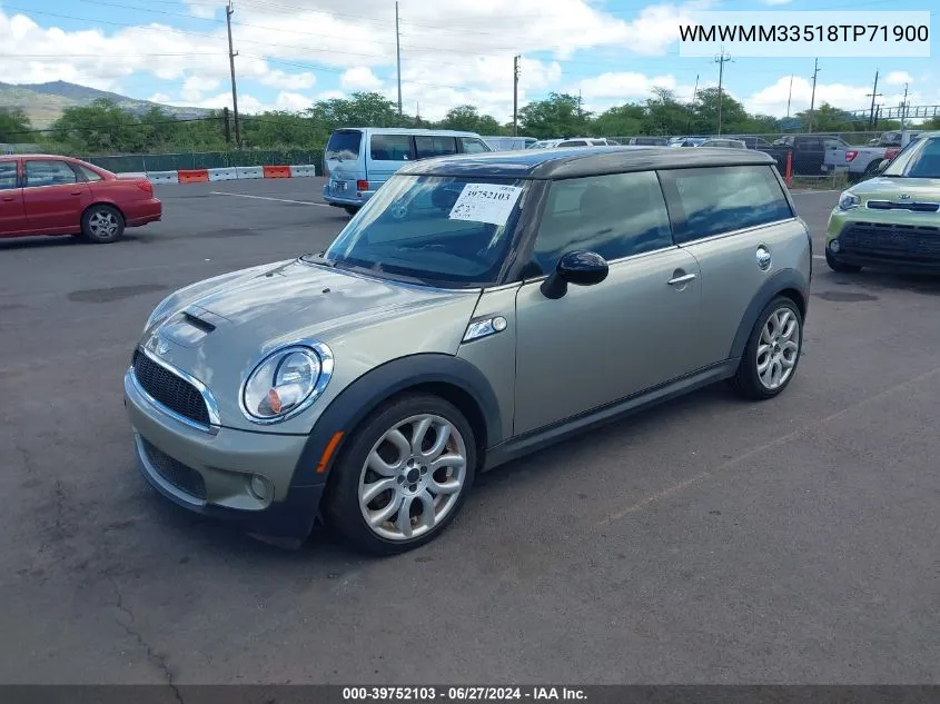 2008 Mini Cooper S Clubman VIN: WMWMM33518TP71900 Lot: 39752103