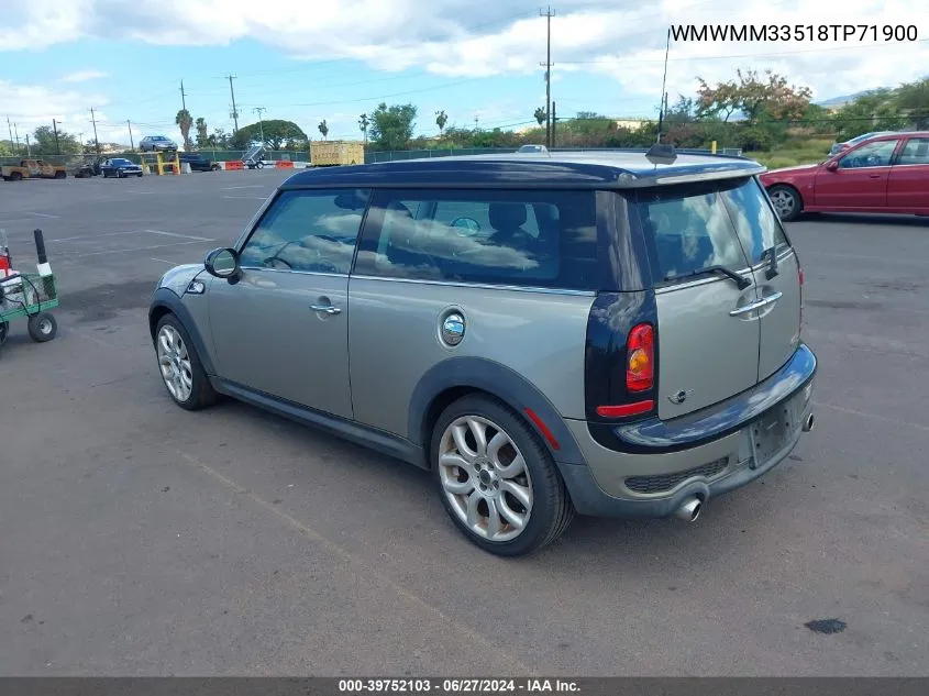 2008 Mini Cooper S Clubman VIN: WMWMM33518TP71900 Lot: 39752103